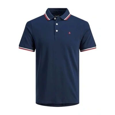 Image of JACK &amp; JONES Men&#039;s Jjepaulos Polo Ss Noos Ps T Shirt, Blazer Navy, 5XL