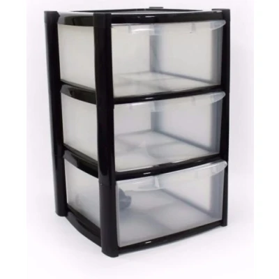 Image of VSL 3 Drawer Plastic Storage Unit Black