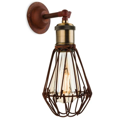 Image of Arcade 1 Light Wall Cage Rustic Brown, E27