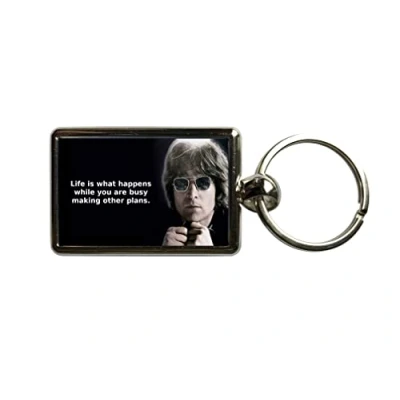 Image of Super Universe John Lennon Life Quote Metal Keyring 3 x 4.5 cm
