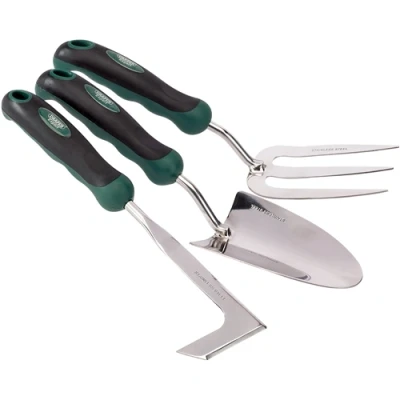 Image of Draper Stainless Steel Heavy Duty Soft Grip Fork, Trowel and Weeder Set (3 Piece)