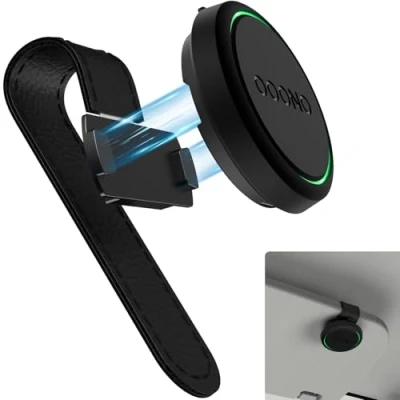 Image of SUPMGEA Magnetic Car Sun Visor Holder for OOONO CO Driver NO2, Leather Mount with Built in Magnets Compatible NO2 Speed Camera Alarm