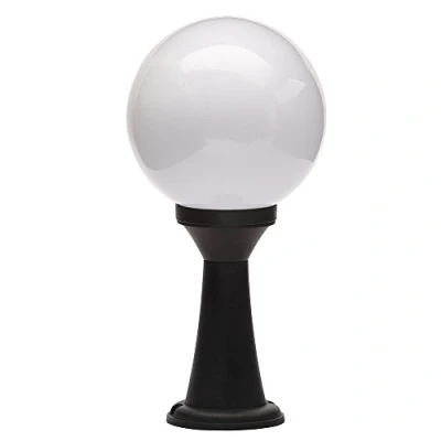 Image of LITECRAFT Lancaster Post Light Outdoor Fitting with White Globe Shade Black