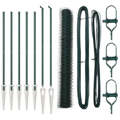Image of vidaXL Hexagon Fence Green 1.4x10 m Steel