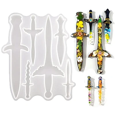 Image of Dagger Epoxy Resin Mold Sword Silicone Mould DIY Crafts Jewelry Casting Tools for Keychain Pendant Cosplay