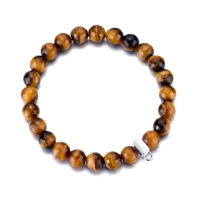 Image of Philip Jones Faceted Tigers Eye Gemstone Charm Stretch Bracelet
