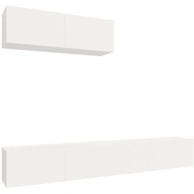 Image of vidaXL 3 Piece TV Cabinet Set White Engineered Wood
