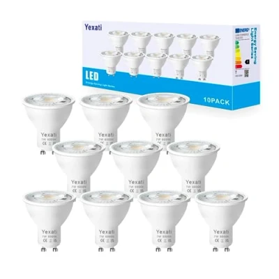 Image of Yexati GU10 LED Bulbs,550 Lumens,7w(Equivalent to 50w Halogen LED),Cool White 6000K,Non Dimmable,Pack of 10
