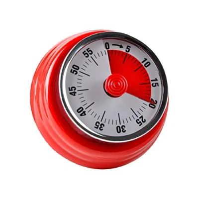 Image of Jayron Kitchen timer reminder Manage timers 360 degree rotary mechanical Baking countdown alarm clock refrigerator magnetic for Cooking,Learning (red)