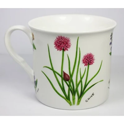 Image of Herb Garden, Fine China Mug, From The Leonardo Collection, Features Chive, 8.5 x 7.5cm Approx, Gift Boxed