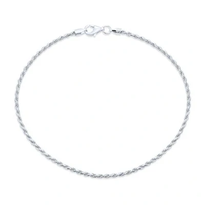 Image of Strong Cable Rope Chain Anklet Ankle Bracelet For Women Teens .925 Sterling Silver 9 Inch Made in Italy