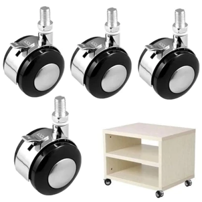 Image of 360 Swivel Casters Wheels for Cribs,Furniture Mute Castors,Replacement Nylon Caster Desk Chair,Shopping Cart Castors Wheel,for Home/Kitchen/Office,M6