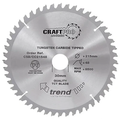 Image of Trend Wood Mitre Saw Blade, 190mm Diameter, 30mm Bore, 60 Teeth, TCT, 2.6mm Kerf, 5 Hook, CSB/CC19060