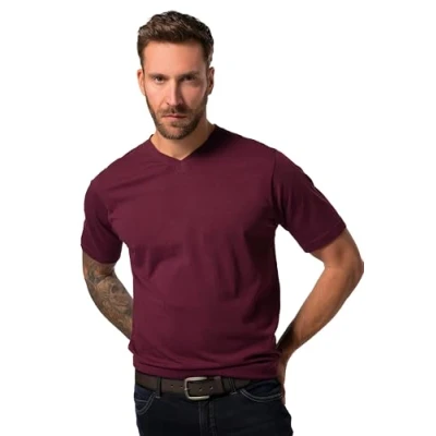 Image of JP 1880 Men&#039;s V T Shirts, Dark Wine Red, 3XL