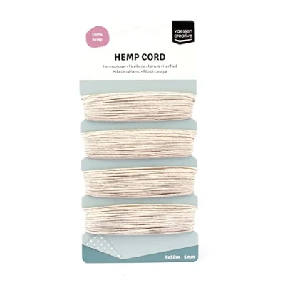Image of Vaessen Creative Hemp Cord Assortment 4x10m, Natural White, 16.3x7.9x1 cm