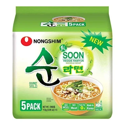Image of Nongshim Soon Veggie Ramyun Noodle Soup (Pack of 5) 560g