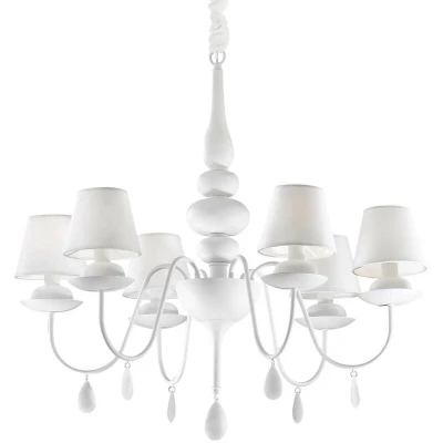 Image of Blanche 6 Light Multi Arm Chandelier White Finish, E14