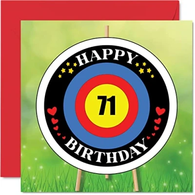 Image of Fun 71st Birthday Cards for Men Woman Target Age Happy Card Dad Mum Great Grandad Grandpa Nanny Grandma Gran Uncle Auntie, 145mm x Greeting Cards, Playful