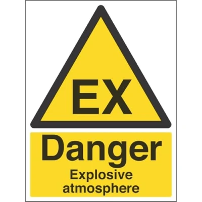 Image of VSafety Danger, Explosive Atmosphere Warning Sign Portrait 300mm x 400mm 1mm Rigid Plastic