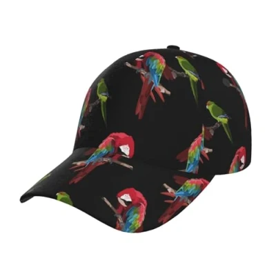 Image of Hceaatb Unisex Baseball Cap Cute Beautiful Parrot Print Trucker Low Profile Hat Adjustable Dad Hats Peak Caps Black