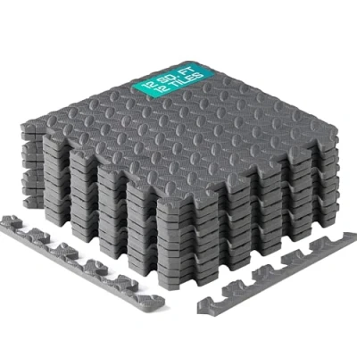 Image of Yes4All 8YCR Interlocking Mat, Solid, F. 12 Square Feet (12 Tiles) Gray, 12sqft (12&#039;&#039; x 12&#039;&#039;)