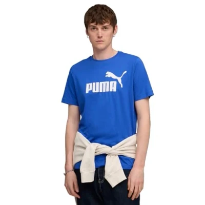 Image of Puma LOGO TEE Print Tshirt, Men&#039;s, Size: XXL, Mountain blue