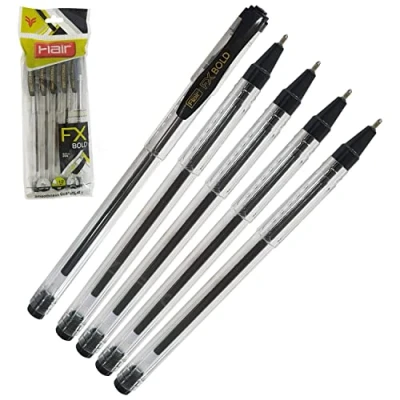 Image of 5 x 1.0mm FLAIR FX Dark BLACK Ballpoint Pens Smooth Writing Office School Home