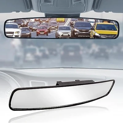 Image of GOODYEAR [SUPER LARGE] 17 Panoramic Rear View Mirror for Cars/SUVs, [PROMOTES SAFETY] Helps with PARALLEL PARKING, Fits ALL VEHICLES, Wide Angle Backseat Passenger Viewer, Extra Size