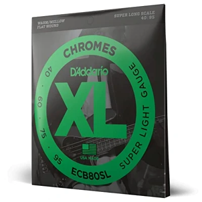 Image of D&#039;Addario XL Chromes Flat Wound Bass Guitar Strings ECB80SL Super Long Scale Multicolor, Light, 40 95