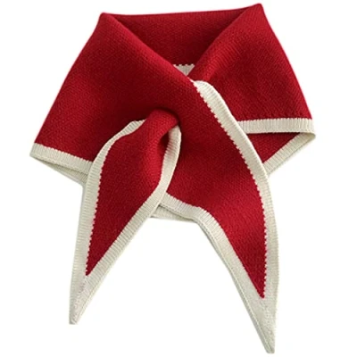 Image of Max Tonsen Triangle Scarfs For Women Neck Scarf Cross Korean Version Knitted Wool Collar Scarf,Mini Scarf,Red