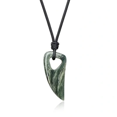 Image of COAI Wolf Tooth Amulet Green Hair Jasper Stone Pendant Necklace for Men Women