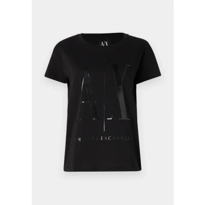 Image of Armani Exchange Print Tshirt, Women&#039;s, Size: XXL, Black