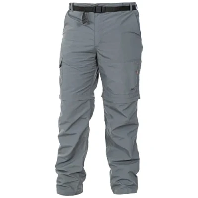 Image of Trespass Men&#039;s Rynne Mosquito Repellent Quick Dry Trousers Pants with UV Protection and Zip off Legs, Carbon, XL UK