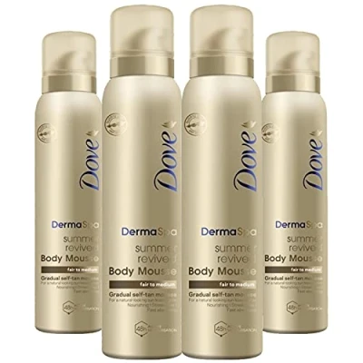 Image of 4 Pack of Dove DermaSpa Summer Revived 48 hours Active Moisturisation Fair to Medium Body Mousse 150ml