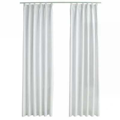 Image of vidaXL Blackout Curtains with Hooks 2 pcs Off White 140x225 cm