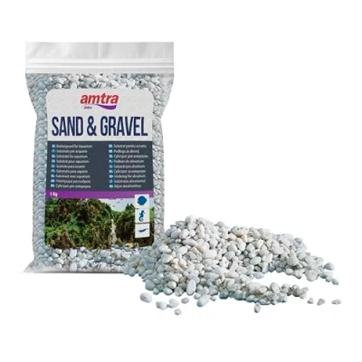 Image of Amtra Gravel Natural Aquarium Gravel, Decorative Soil, Coarse White Grains Size 4 8mm, 1kg, Packaging May Vary
