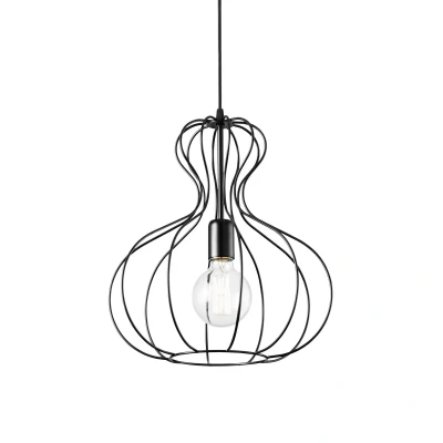 Image of Ampolla 1 Light Ceiling Pendant Matt Black Cage Style, E27