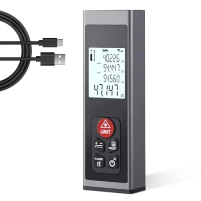 Image of HYCHIKA Laser Measure Distance Rechargeable 60M Rangefinder With LCD Backlight M, In, Ft Multiple Measurement Modes Pythagoras Area Volume Measurements