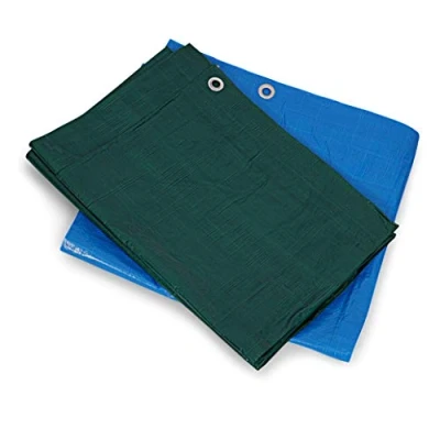 Image of KAV 3.60 x 5.40m (12x18 FT) Blue Waterproof Tarpaulin Tarpoline tarpaulins Tarp for Universal Covering Garden Furniture, Camping, Roof Caravan Building site Ground Sheet with Eyelets 120 GSM