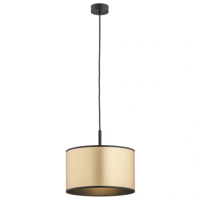 Image of Karin Cylindrical Pendant Ceiling Light Gold, Black Structure