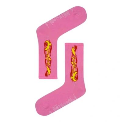 Image of Pink Flame Fire Socks/Sports Socks/Cute Socks/Gift Socks/Unisex Socks/Christmas Gifts