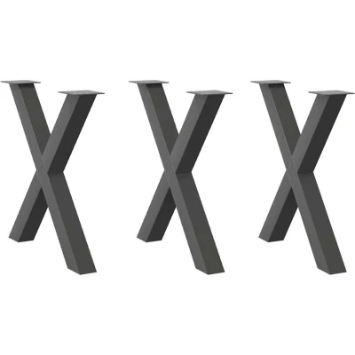 Image of vidaXL Dining Table Legs X Shaped 3 pcs Anthracite 70x(72 73) cm Steel