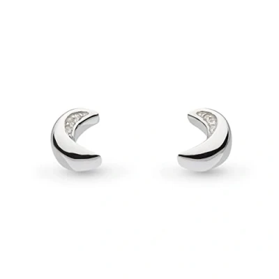 Image of Kit Heath Sterling Silver and Pavé Cubic Zirconia Miniatures Moonlight Stud Earrings