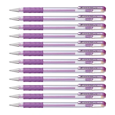 Image of Pentel 0.8mm Tip Hybrid Gel Metallic Comfortable Finger Grip Ink Pen Violet