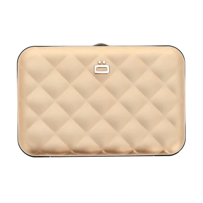 Image of ÖGON Women&#039;s Padded Aluminium Wallet Lady Case RFID Blocking Card Holder Holds 10 Cards, Receipts and Banknotes Rose Gold