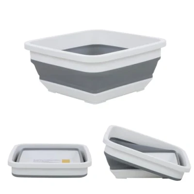 Image of Marko Outdoor Square Collapsible Bowl Washing Up Basin Pop Multipurpose Portable Compact Home Kitchen Camping Cleaning Wash Tub