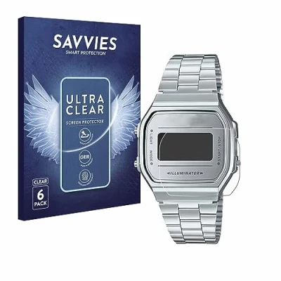Image of Savvies 6 Pack Screen Protector compatible with Casio A168WEM 7EF Protection Film Clear