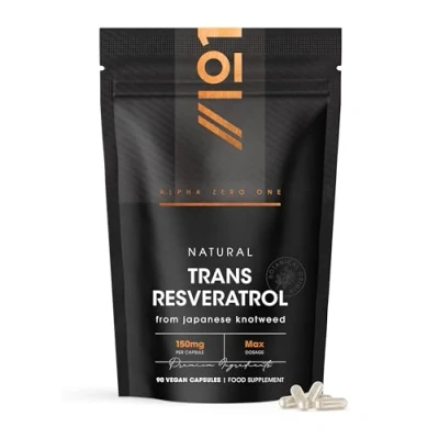 Image of Natural Trans Resveratrol Max Dosage 90 Vegan Capsules from 300mg Japanese Knotweed 50:1 Extract High Strength Polygonum Cuspidatum Supplement 3 Months Supply by Alpha01