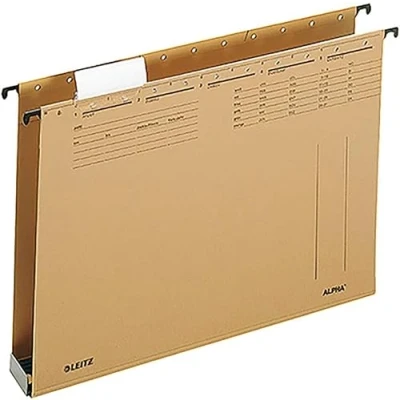 Image of Leitz Alpha Suspension File Cardboard, Natural Brown, Pack of 10