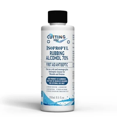 Image of Cutting Edge Isopropyl 70% IPA Rubbing Alcohol First Aid Antiseptic Cleanser &amp; Cleaning (250ML WITH CAP)